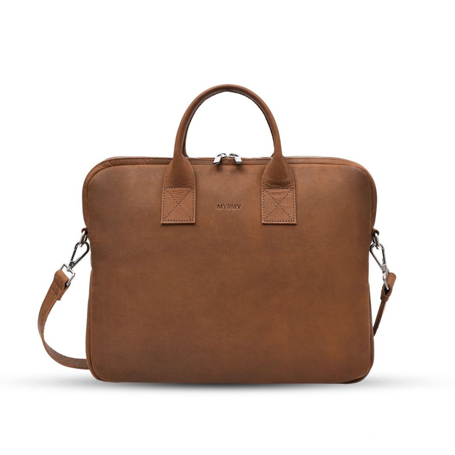 Dames MYoMY Business- En Laptoptassen | My Philip Bag - Laptop - Hunter Mid Brown Hunter-Mid-Brown