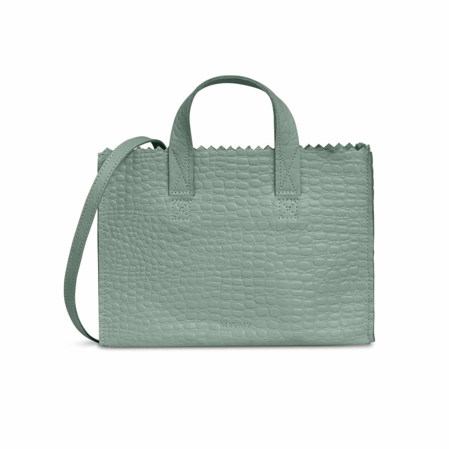 Dames MYoMY Kleine Tassen | My Paper Bag Handbag Mini - Croco Ocean Green Croco-Ocean-Green