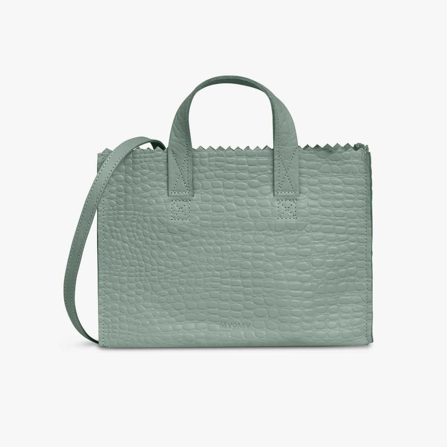 Dames MYoMY Kleine Tassen | My Paper Bag Handbag Mini - Croco Ocean Green Croco-Ocean-Green