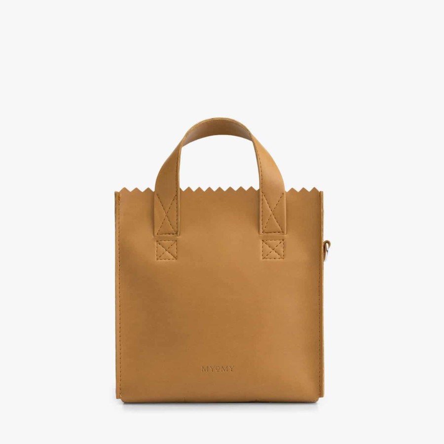 Dames MYoMY Kleine Tassen | My Paper Bag Square Mini - Appleskin Camel Appleskin-Camel