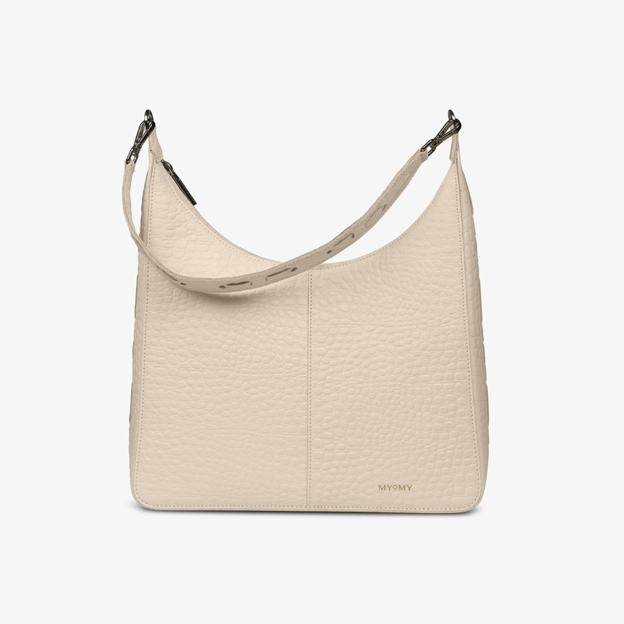 Dames MYoMY Shoppers | My Lima Bag Hobo - Croco Off White Croco-Off-White