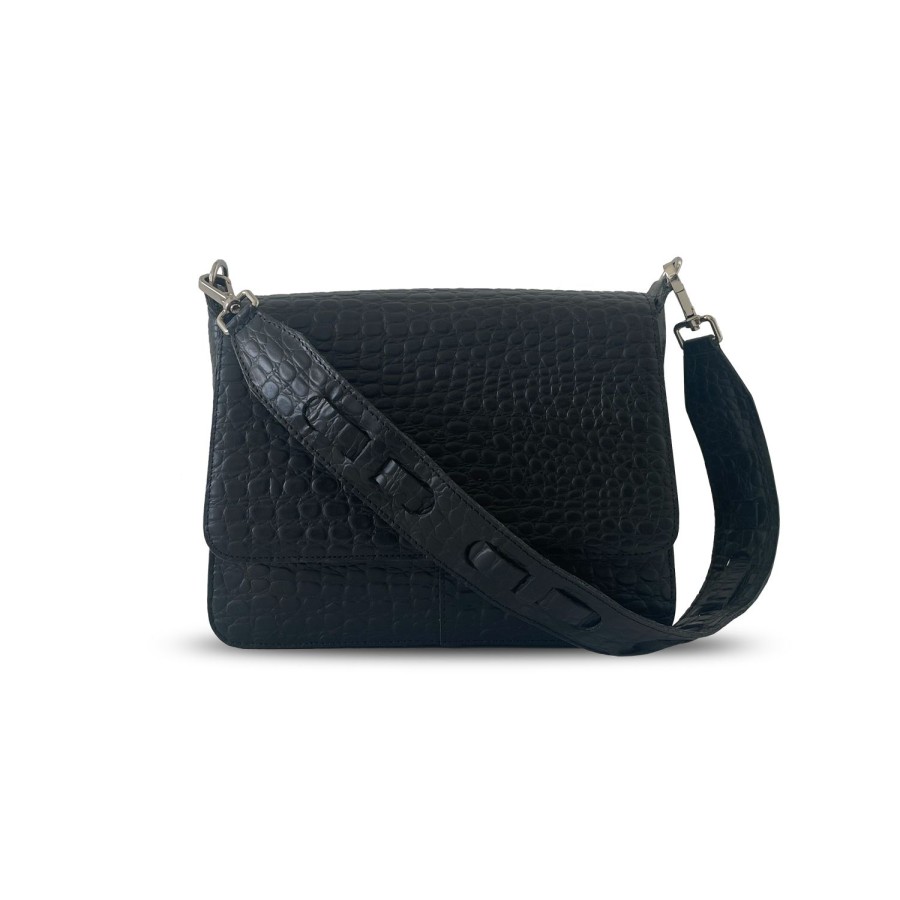 Dames MYoMY Cross-Body | My Lima Bag Shoulderbag - Croco Black Croco-Black