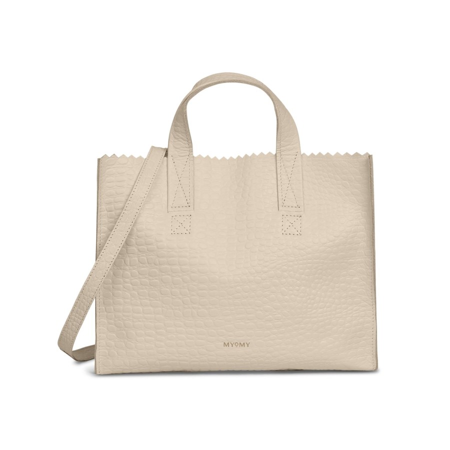 Dames MYoMY Cross-Body | My Paper Bag Handbag Cross-Body - Croco Off White Croco-Off-White