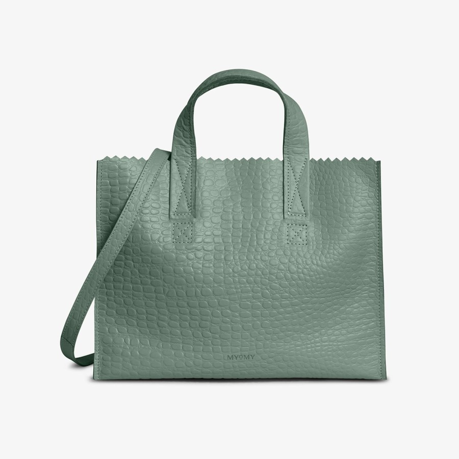 Dames MYoMY Cross-Body | My Paper Bag Handbag Cross-Body - Croco Ocean Green Croco-Ocean-Green