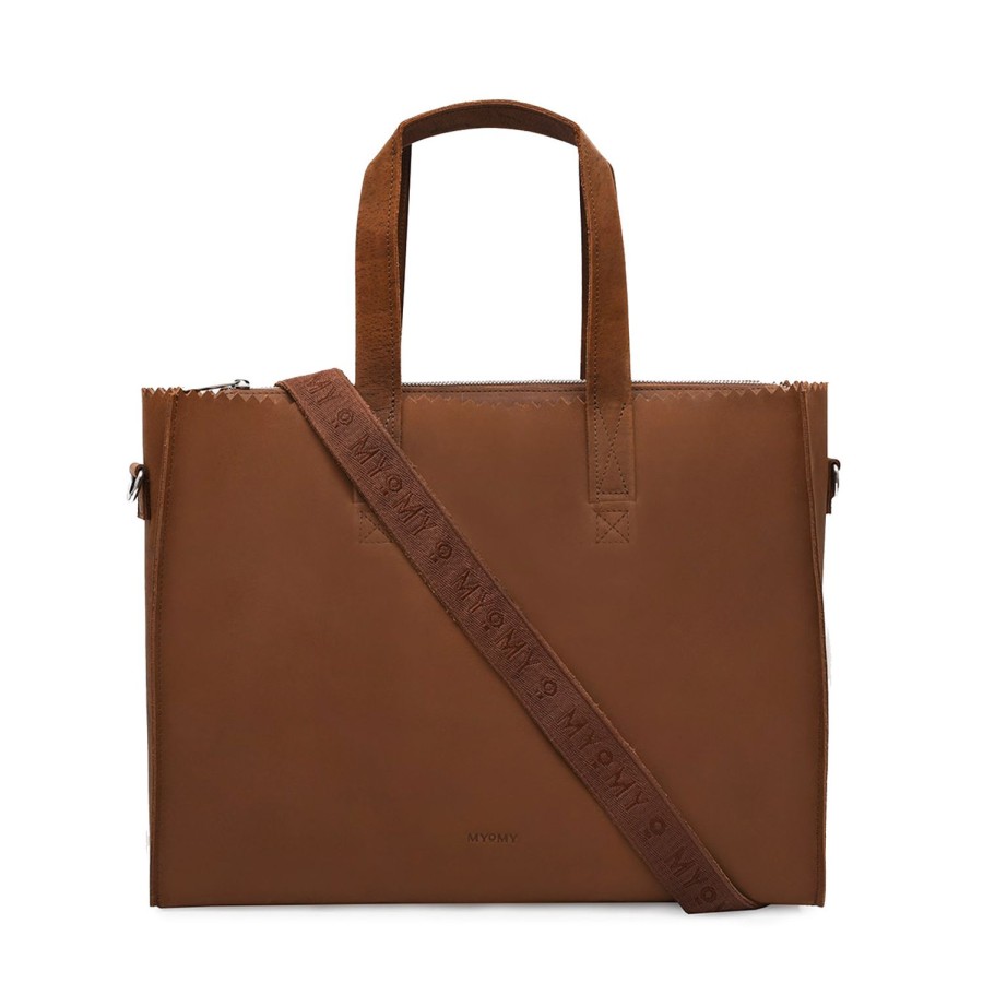 Dames MYoMY Business- En Laptoptassen | My Paper Bag Work - Hunter Mid Brown Hunter-Mid-Brown